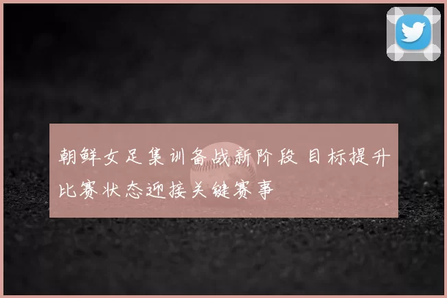 朝鲜女足集训备战新阶段 目标提升比赛状态迎接关键赛事